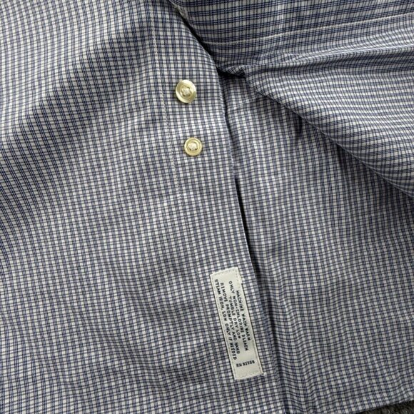 Brooks Brothers Non Iron Button Up Shirt Long Sleeve 16 35 Regent Check Blue - Picture 10 of 12
